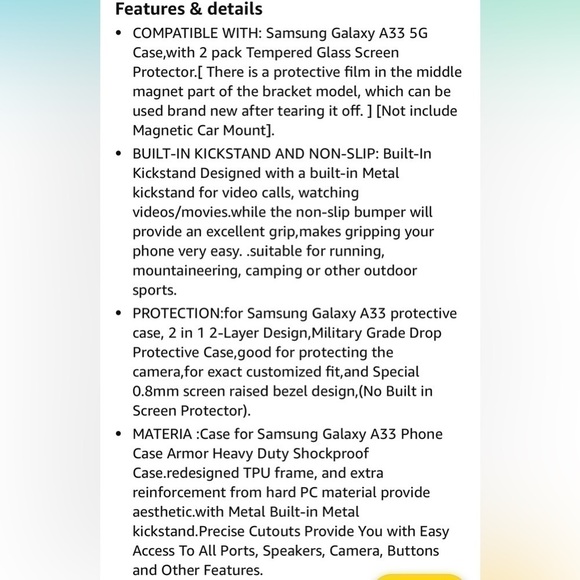 SAMSUNG Galaxy A33 5G
Case,with 2 pack Tempered Glass Screen
Protector pink NWT - Picture 11 of 16